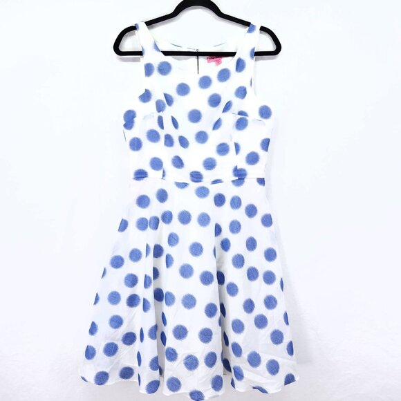Betsy Johnson Dress Size 10 Fit and Flare Pleated Mini Puffy Skirt Polka Dot - Picture 1 of 11